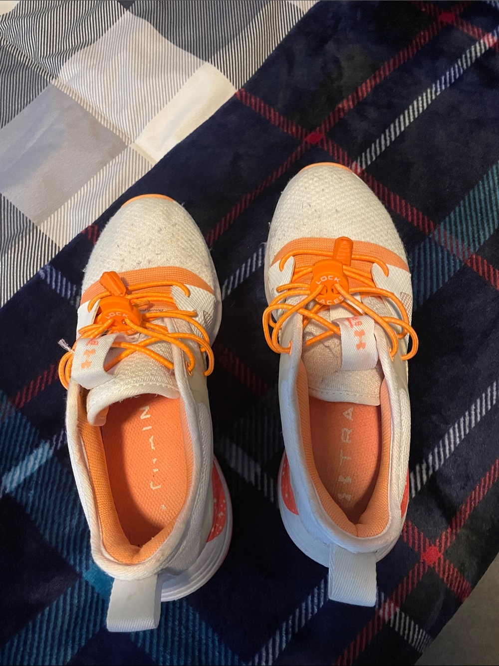 Under Armour Women's White and Orange Athletic Shoes